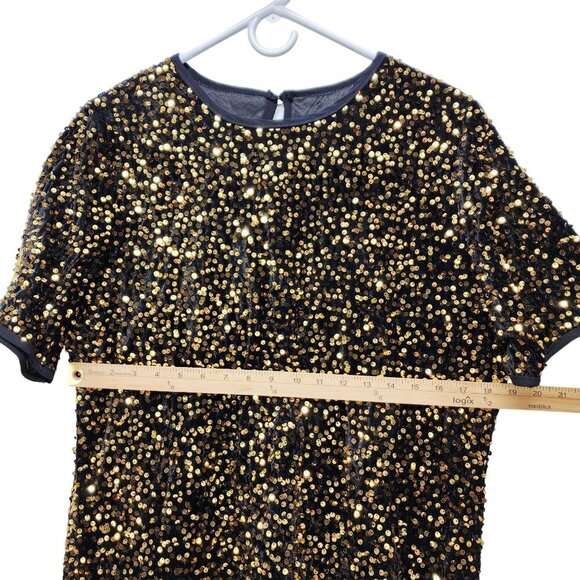 Gold Sequin Short Sleeve Top shirt Womens Size XL brown - Picture 6 of 6